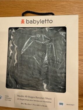 Gray Muslin All-Stages Bassinet Sheet